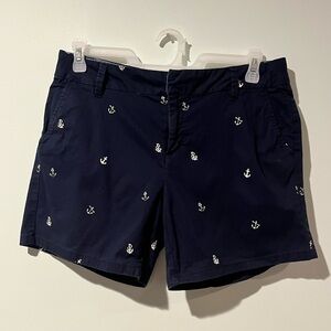 Bass Women’s Nautical Navy Blue Shorts With Anchors, Size 12